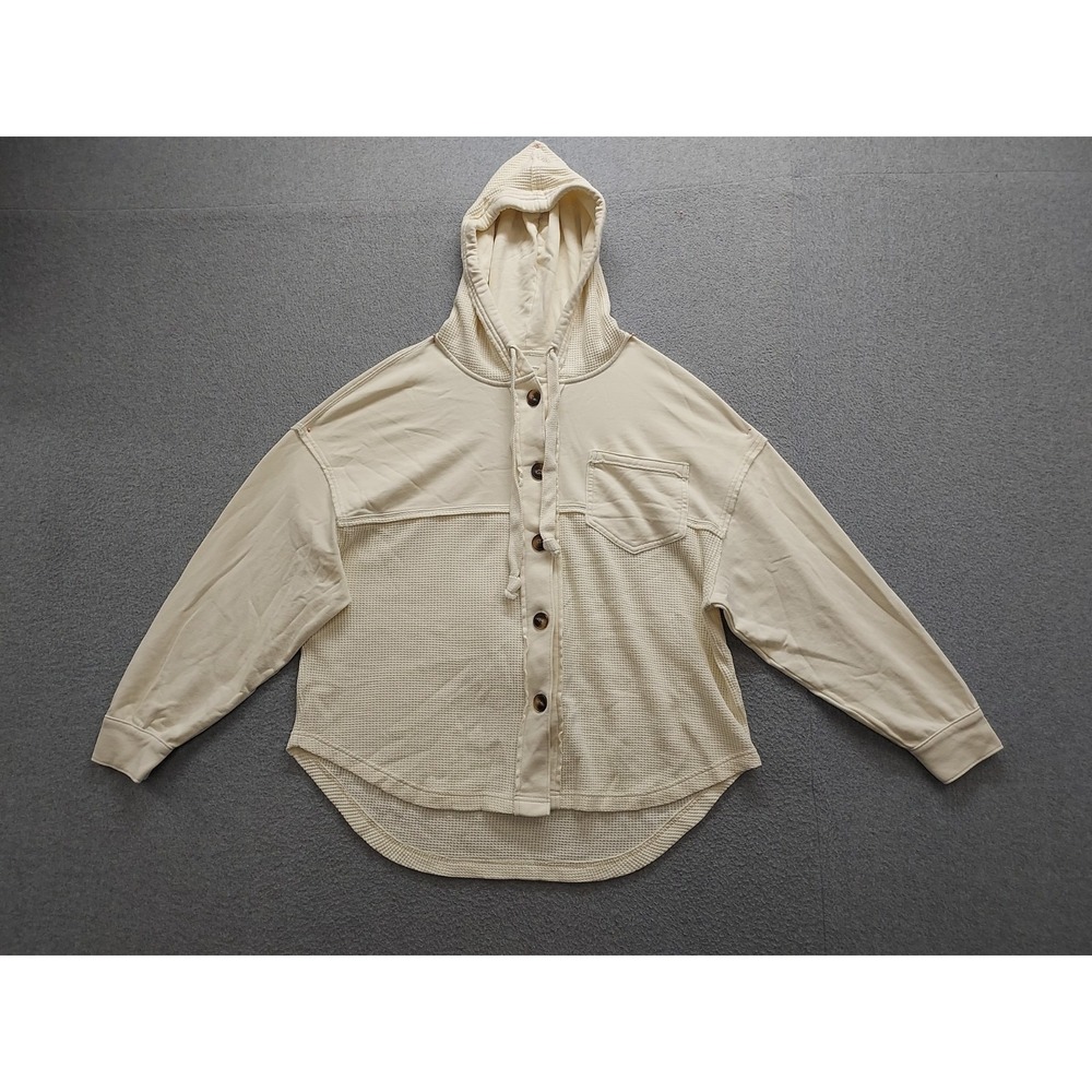 American‎ Eagle Outfitters Women Hoodie XS/S Cream Button Down Drawstring Casual